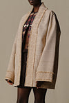 INTO THE EAST 25 Autumn/Winter Tussah Silk Patch Cardigan Jacket ITE-E1DGSS003SD22JK-SHA Sand